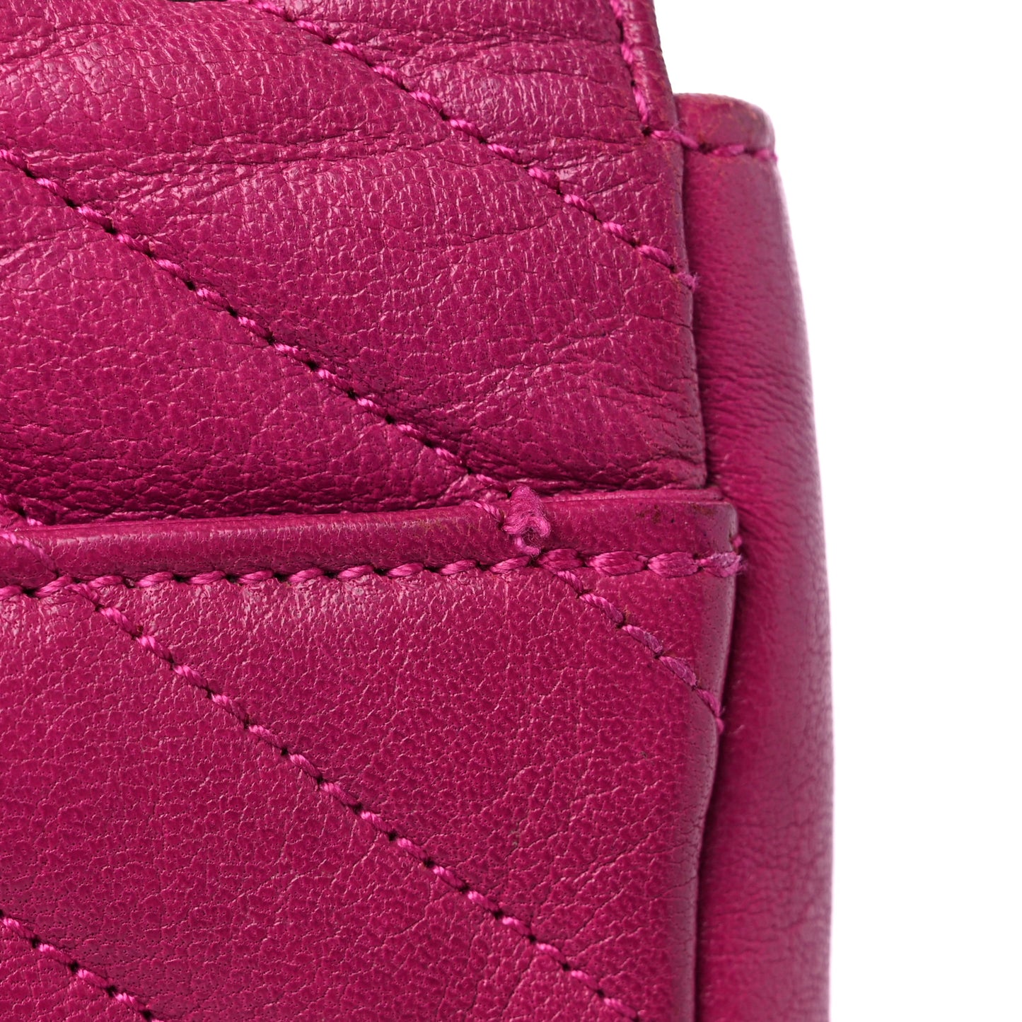 Sheepskin Matelasse Chevron Medium Monogram Chain Bag Electric Pink
