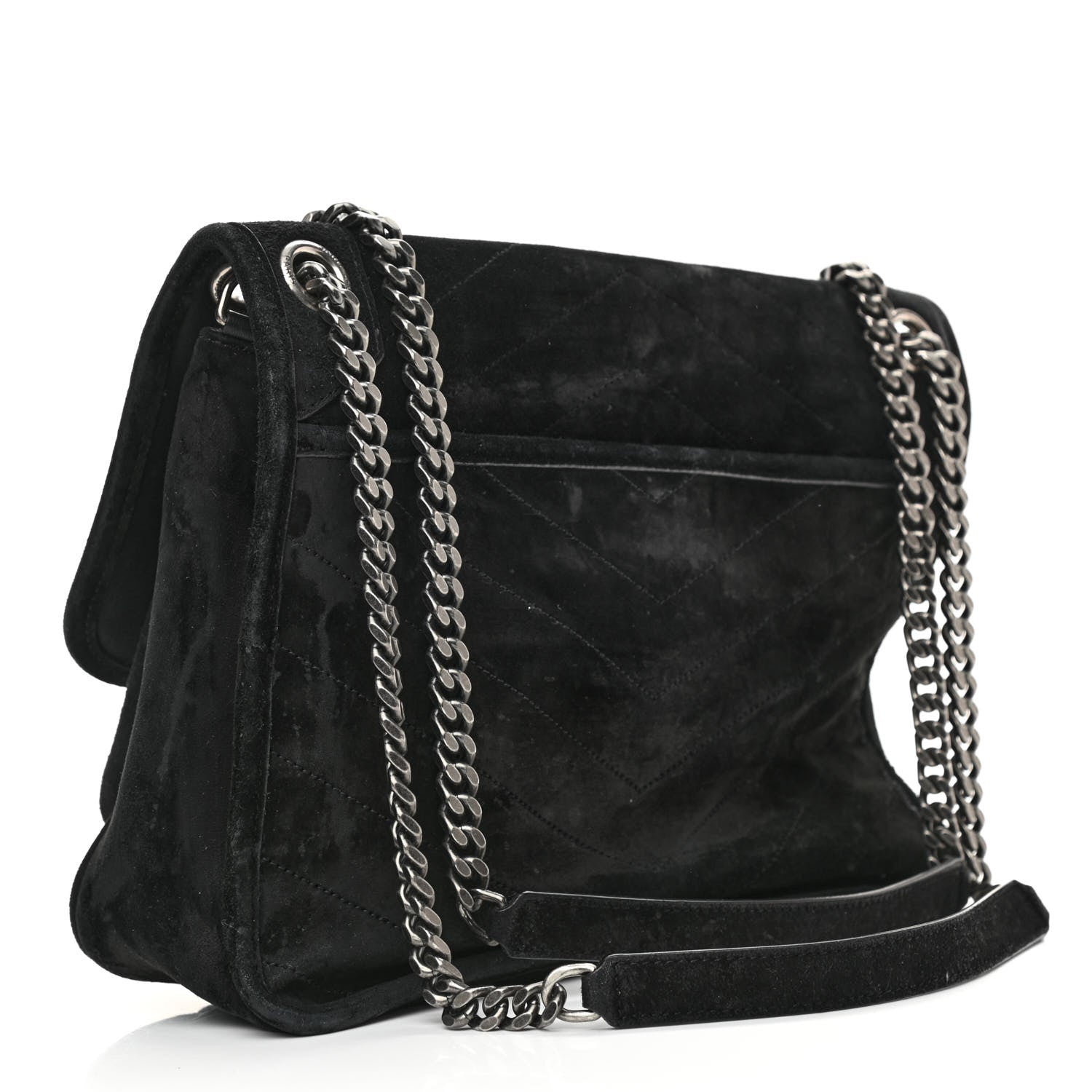 Saint Laurent Suede Monogram Medium Niki Chain Satchel Black 3 of 13