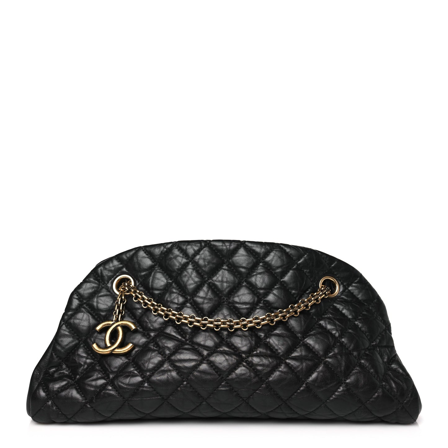 Aged Calfskin Quilted Medium Just Mademoiselle Black