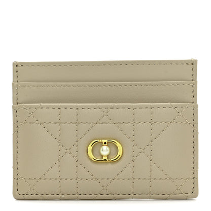 Christian Dior Lambskin Pearl Cannage Dior Jolie Freesia Card Holder Powder Beige 1 of 7