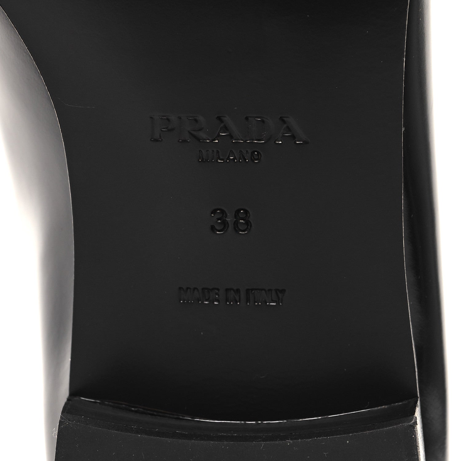 Prada Spazzolato Metal Triangle Logo Loafers 38 Black 6 of 8