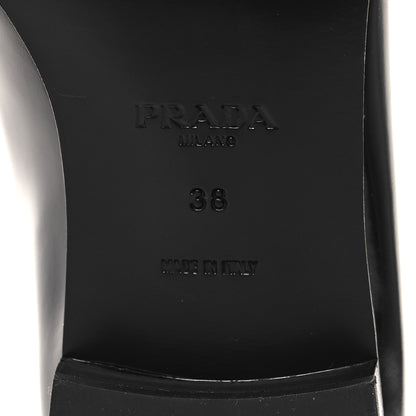 Prada Spazzolato Metal Triangle Logo Loafers 38 Black 6 of 8