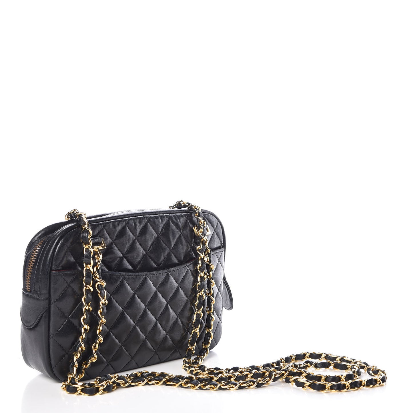 Lambskin Quilted Camera Case Black