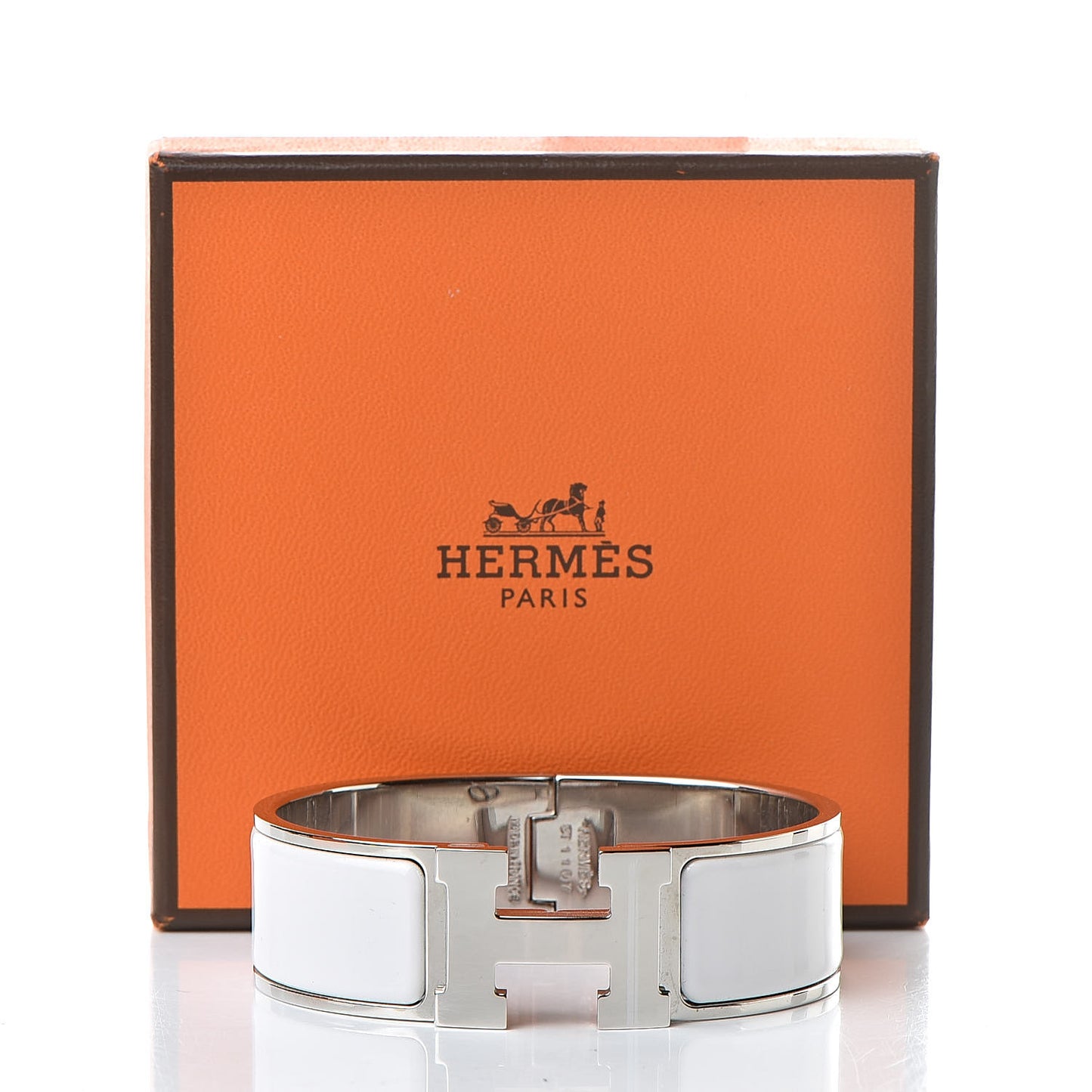 Enamel Wide Clic Clac H Bracelet GM White