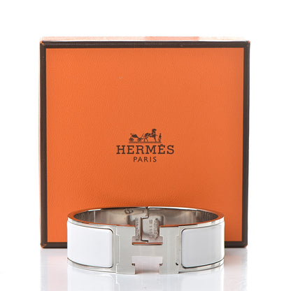 Hermes Enamel Wide Clic Clac H Bracelet GM White 6 of 6