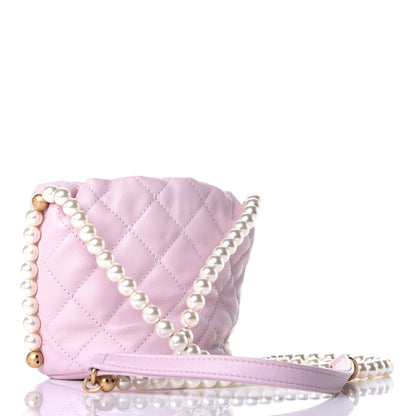 Chanel Calfskin Quilted Pearl Mini About Pearls Drawstring Bucket Light Pink 3 of 11