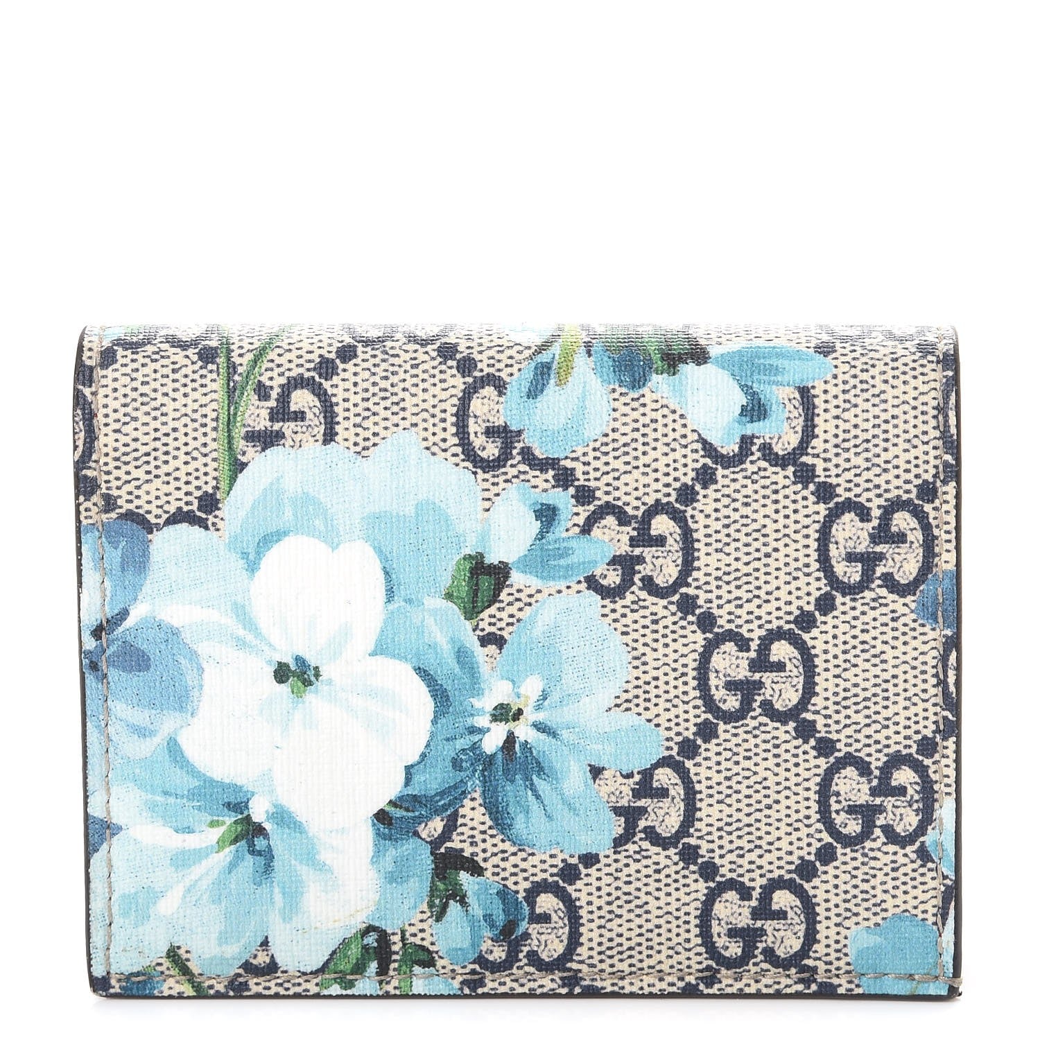 Gucci GG Supreme Monogram Blooms Card Case Beige Blue Navy Hibiscus Red 1 of 11