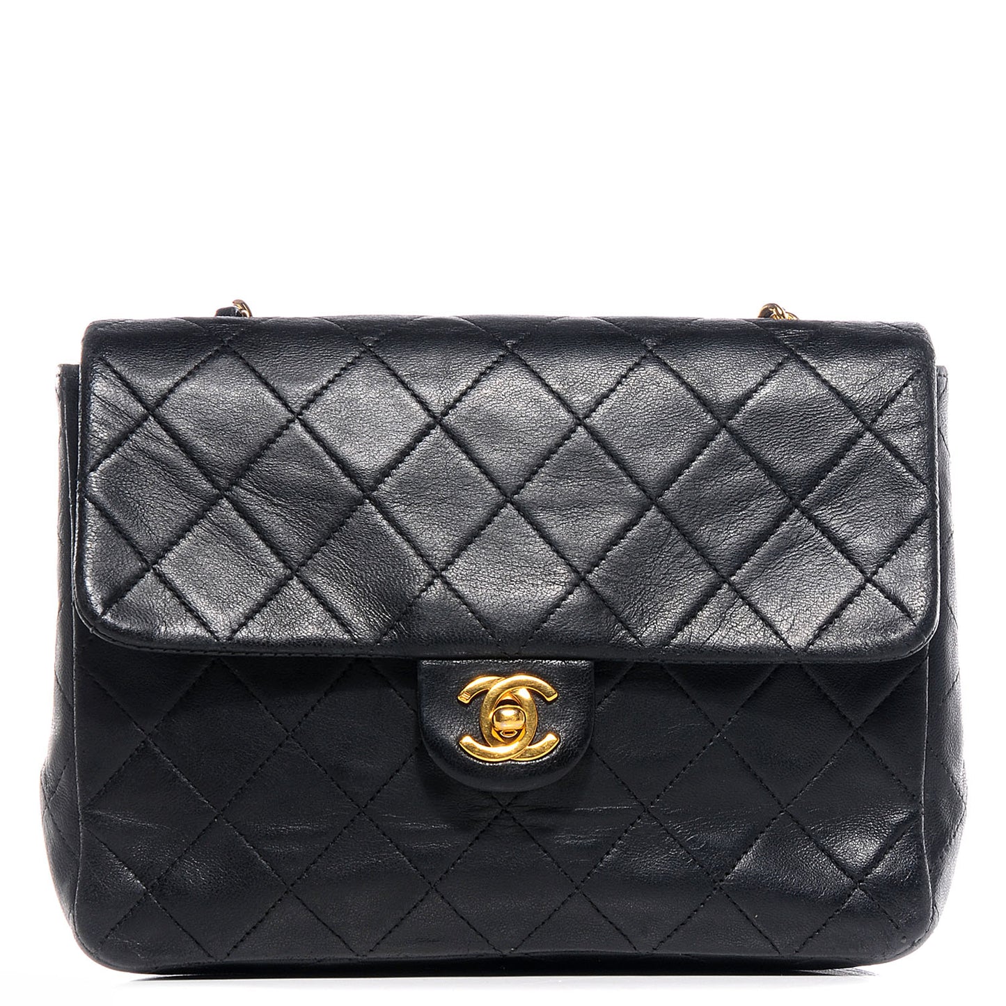 Lambskin Quilted Mini Square Flap Black