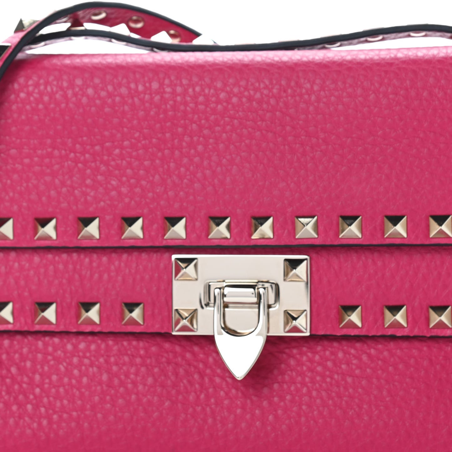 Pebbled Calfskin Rockstud Double Flap Crossbody Bag Blossom