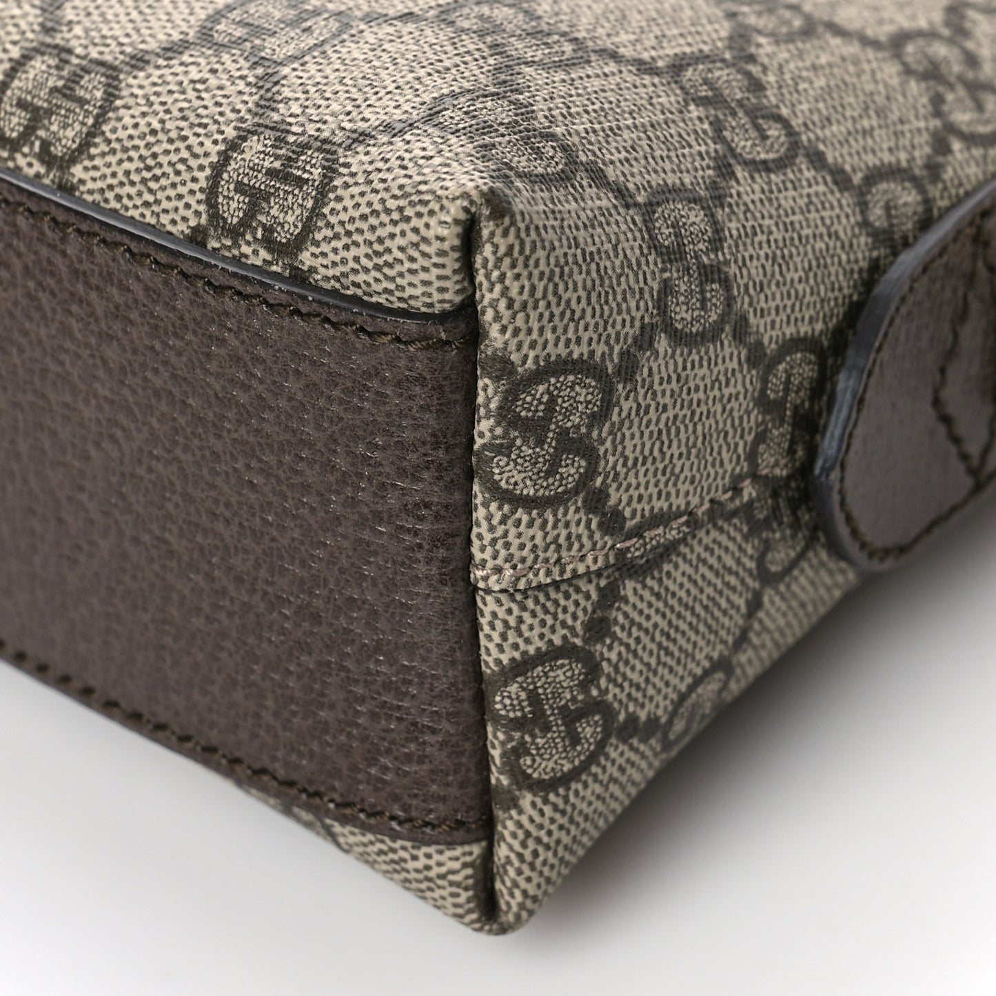 GG Supreme Monogram Textured Dollar Calfskin Web Small Ophidia Dome Shoulder Bag Beige Ebony New Acero