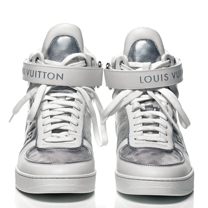 Louis Vuitton Metallic Calfskin Embossed Monogram Boombox Sneakers 39 White Silver 2 of 7