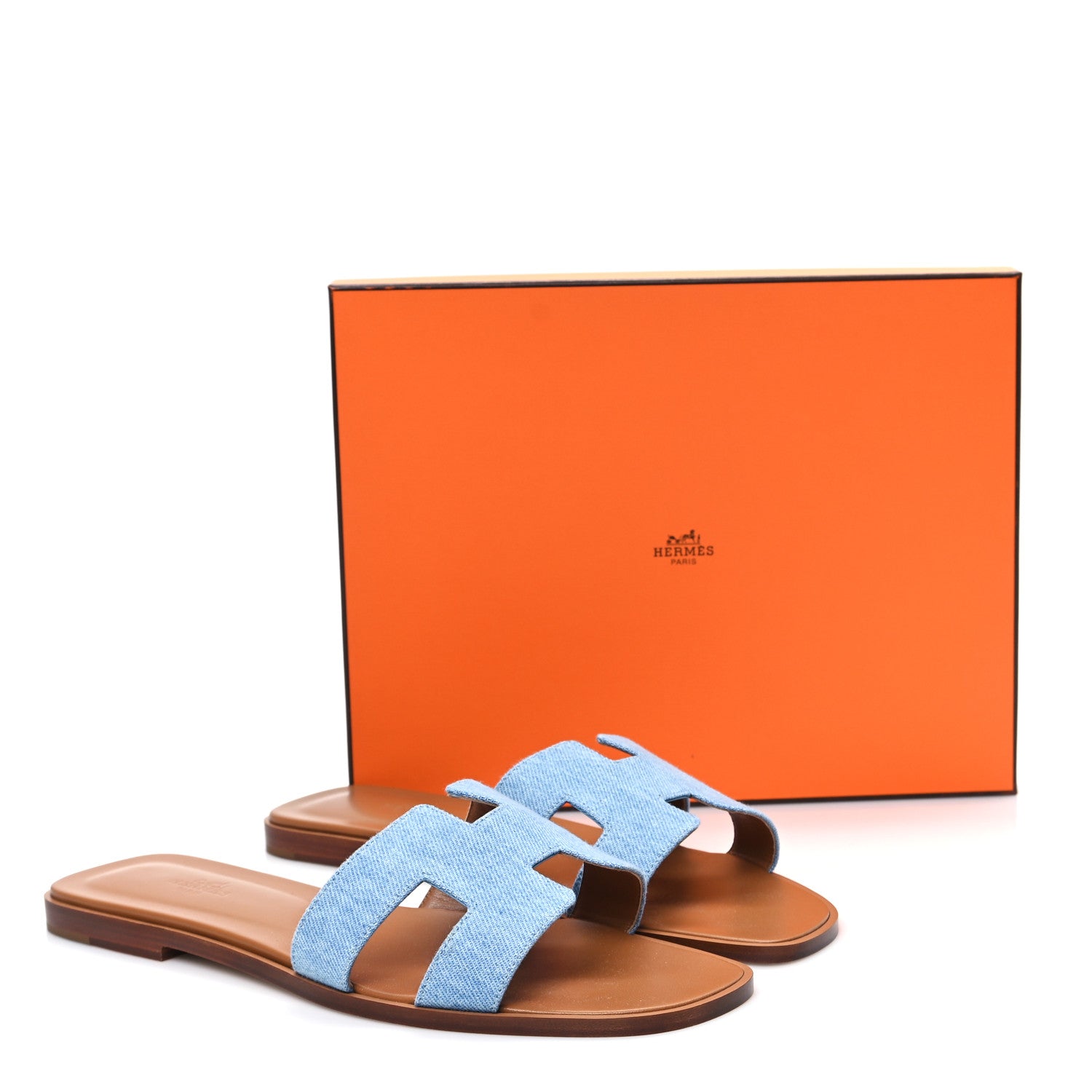 Hermes Denim Canvas Oran Sandals 41 Bleu Clair 9 of 9