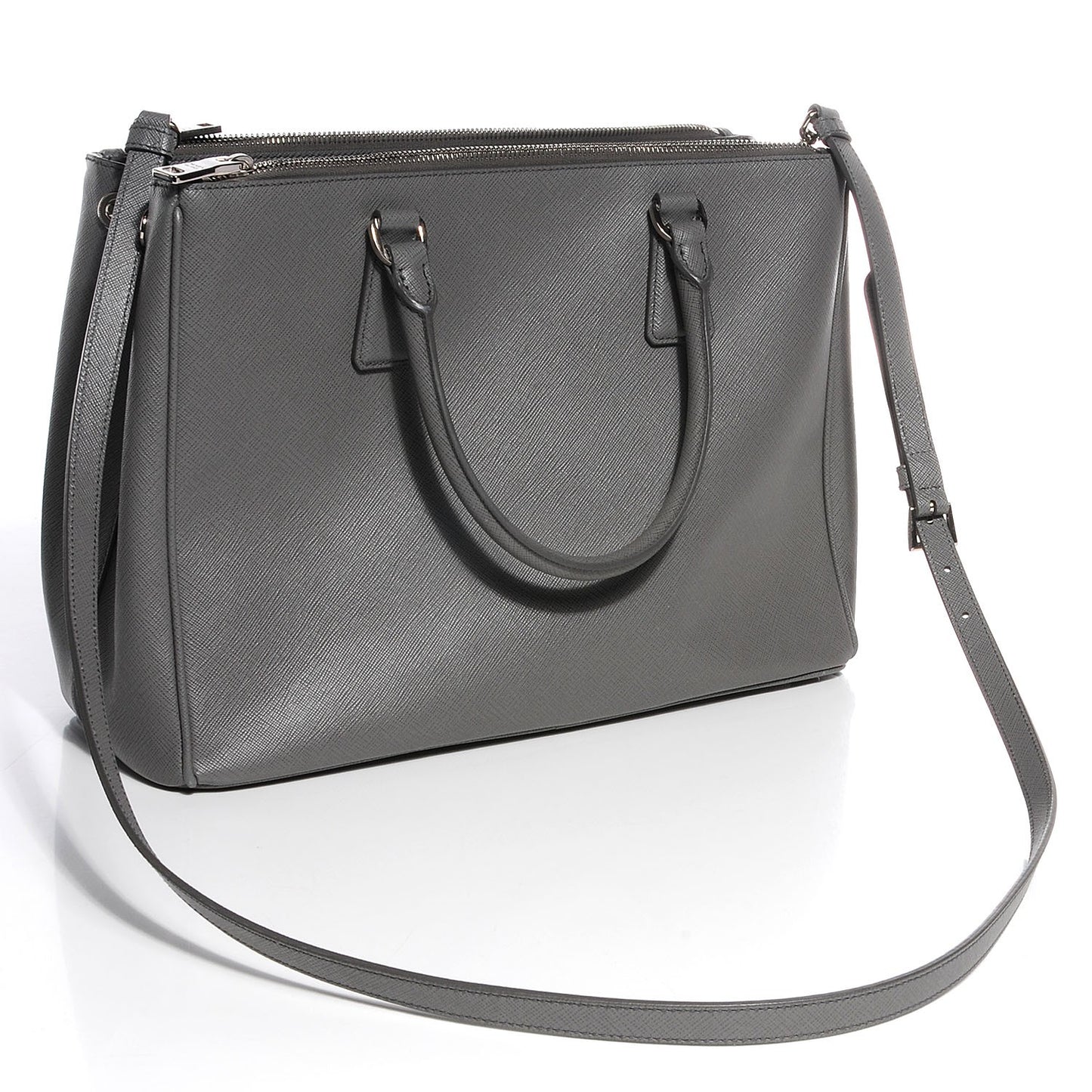 Saffiano Lux Medium Double Zip Tote Marmo