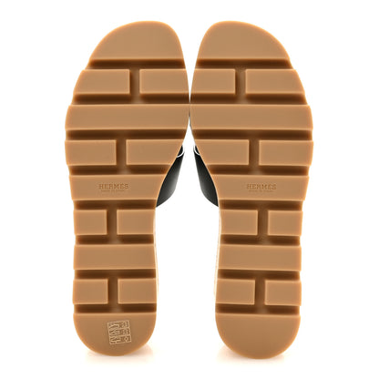Hermes Calfskin Cork Eze 30 Sandals 39 Black 6 of 10