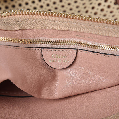 Chloe Calfskin Perforated Medium Marcie Satchel Beige 7 of 17
