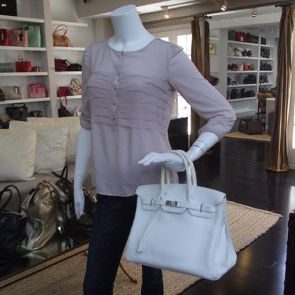 Hermes Taurillon Clemence Birkin 35 White 2 of 12