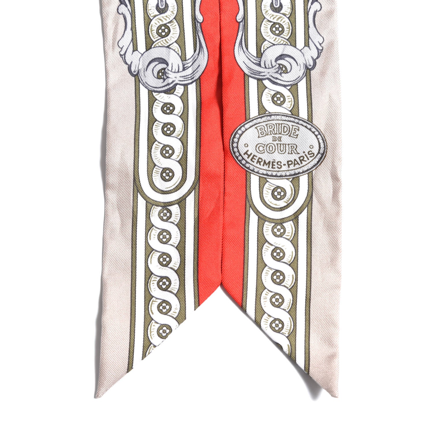 Hermes Silk Bride De Cour Twilly Corail Naturel Kaki 5 of 5