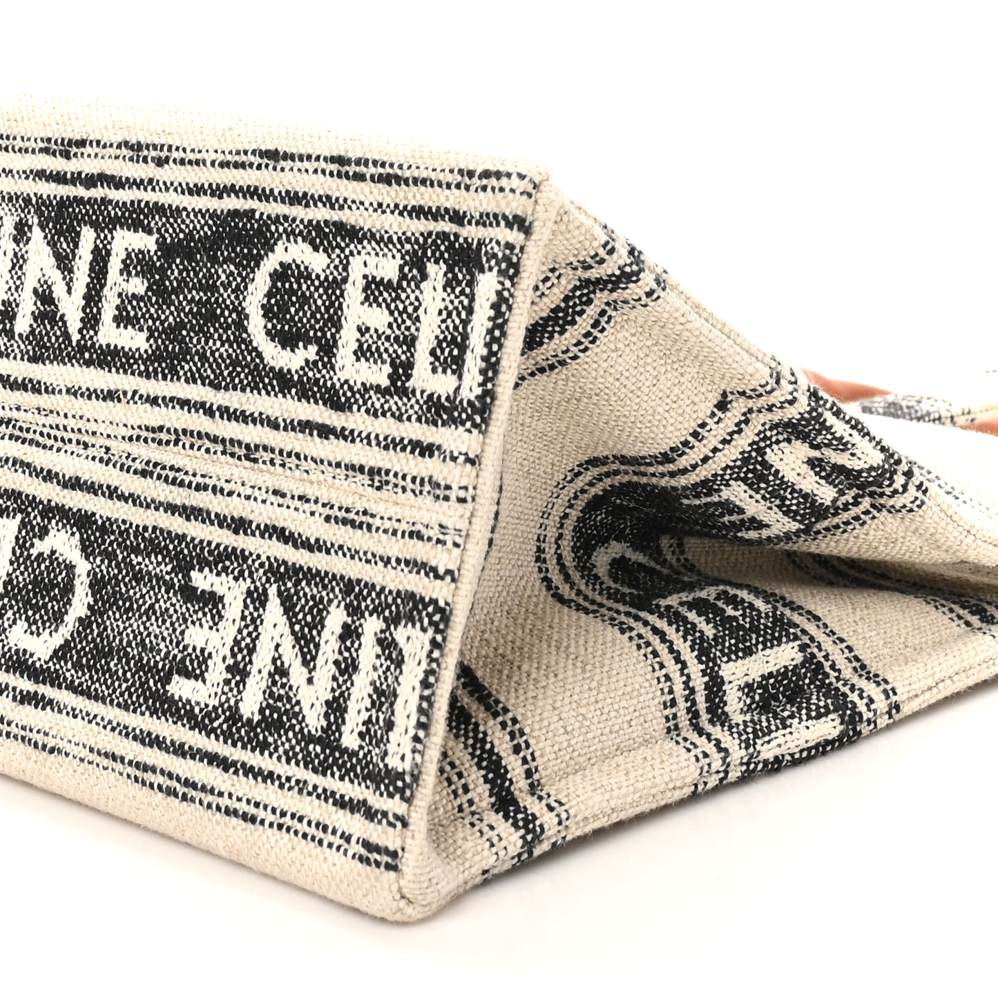 Jacquard Striped Large Cabas Thais White Black