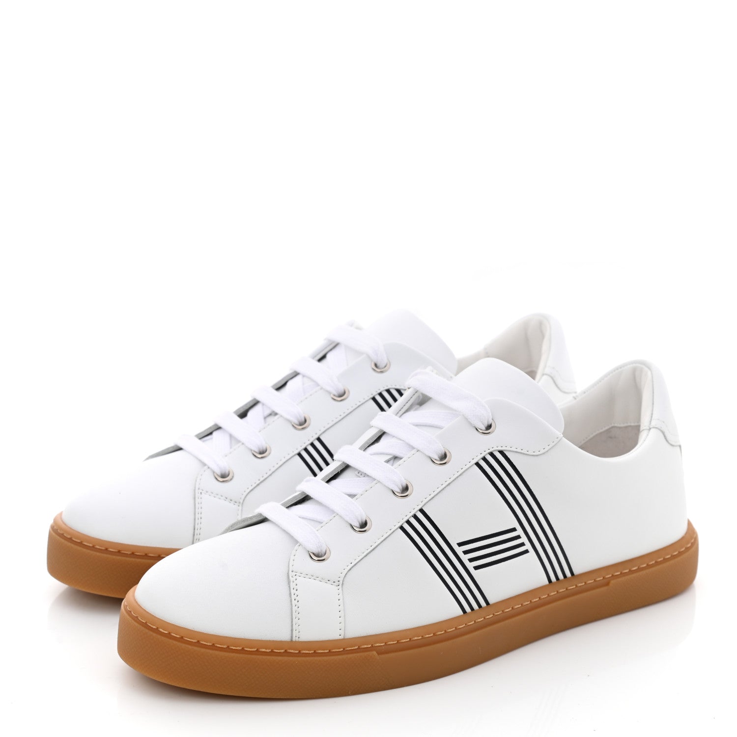 Hermes Calfskin Mens Advantage Sneakers 42 White Black 3 of 8
