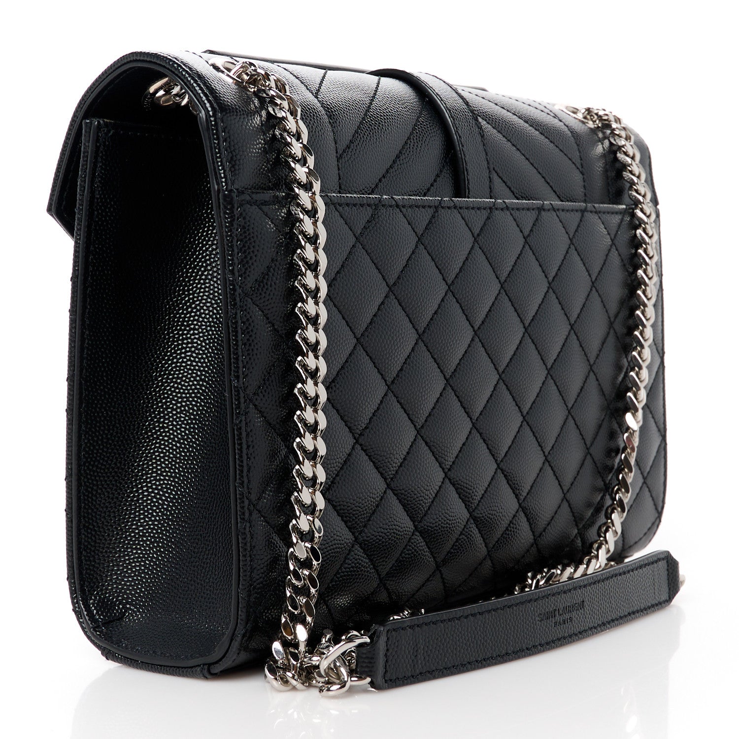 Saint Laurent Grain De Poudre Textured Mixed Matelasse Triquilt Medium Monogram Satchel Black 3 of 12