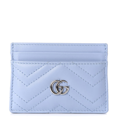 Gucci Calfskin Matelasse GG Marmont Card Holder Porcelain Light Blue 1 of 7