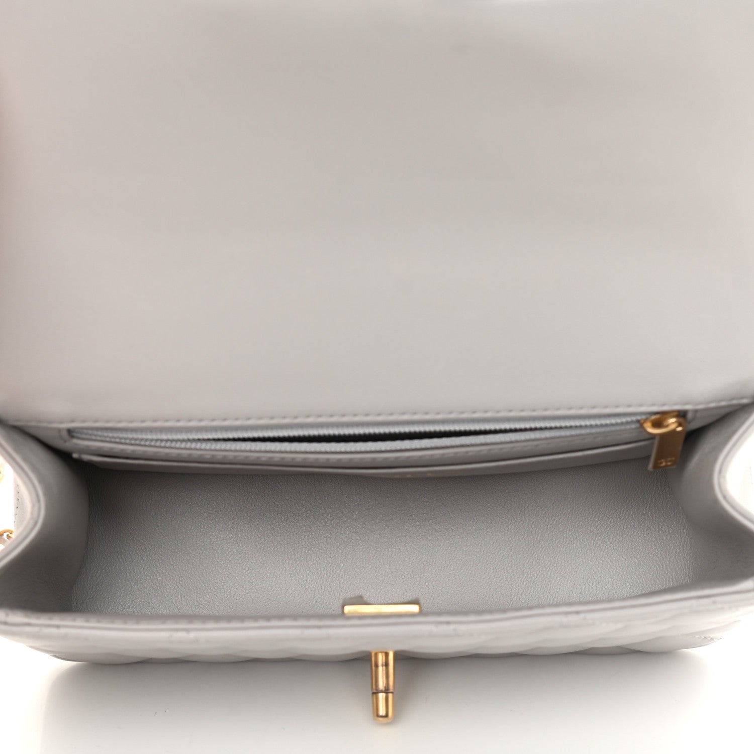 Chanel Lambskin Quilted Mini Top Handle Rectangular Flap Grey 5 of 11