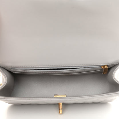 Chanel Lambskin Quilted Mini Top Handle Rectangular Flap Grey 5 of 11