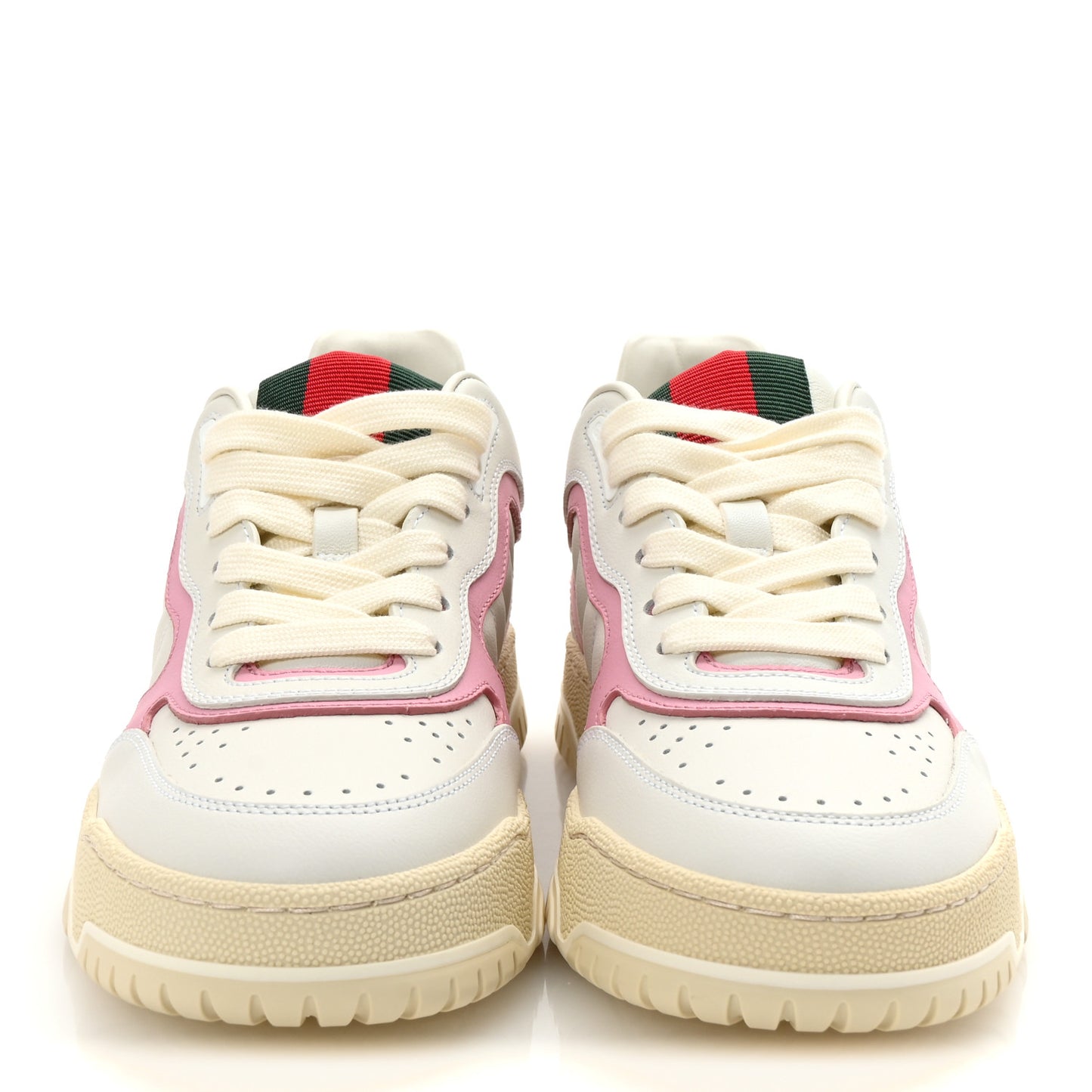 Calfskin Womens Re-Web Sneakers 36 White Pink