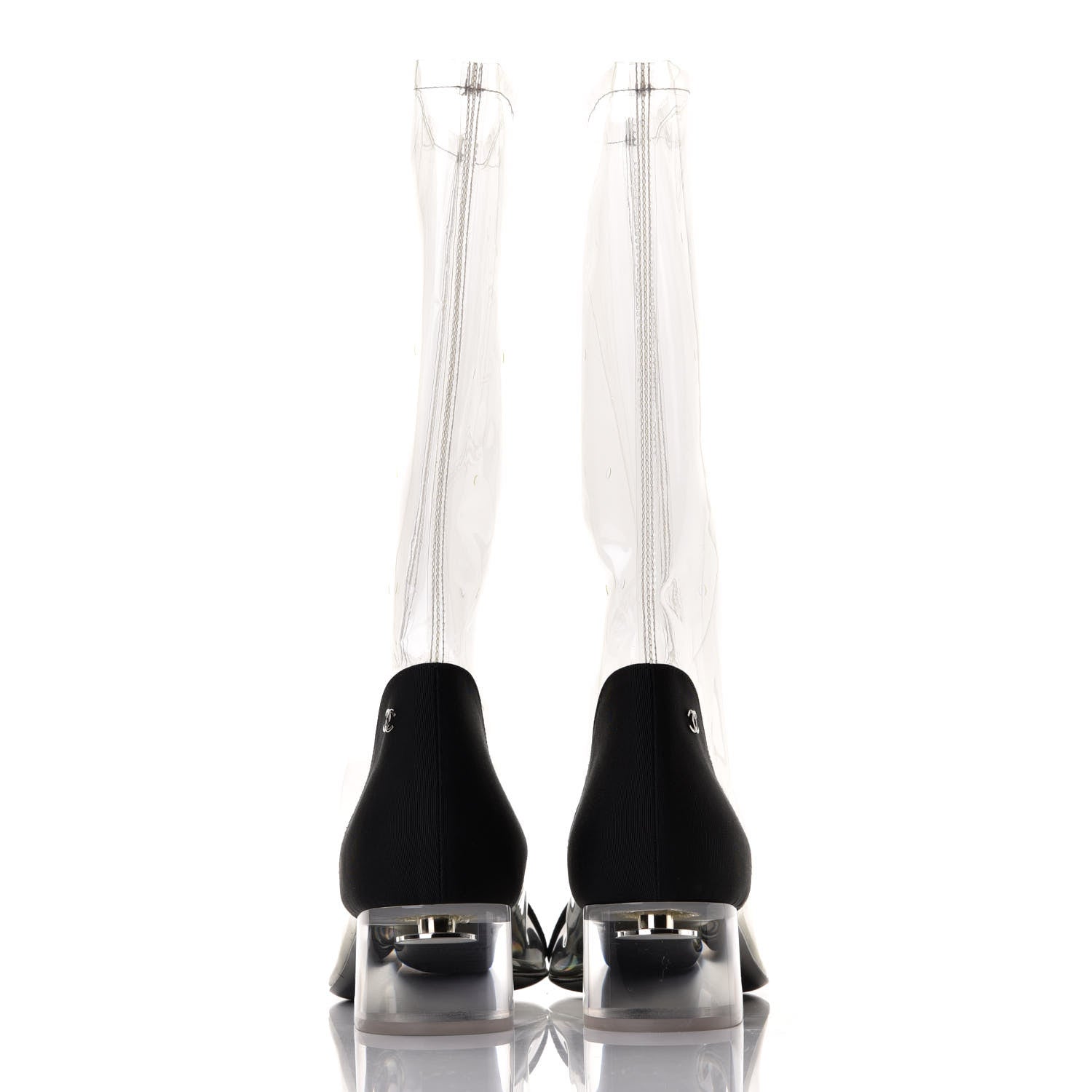 Chanel PVC Grosgrain High Boots 39 Transparent Black 5 of 9