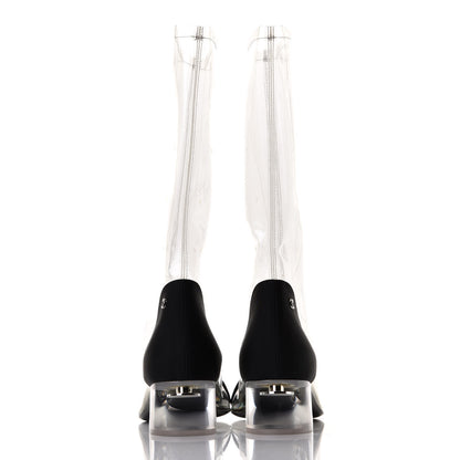 Chanel PVC Grosgrain High Boots 39 Transparent Black 5 of 9