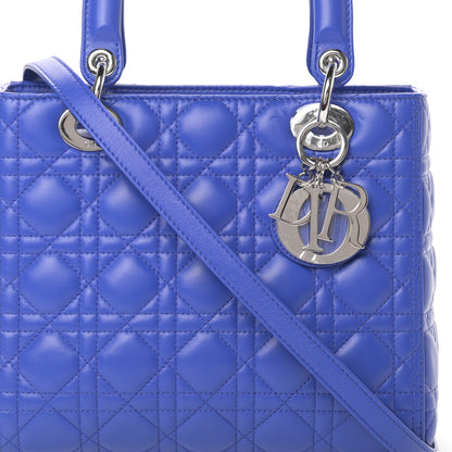 Christian Dior Lambskin Cannage Medium Lady Dior Blue Persan 8 of 11