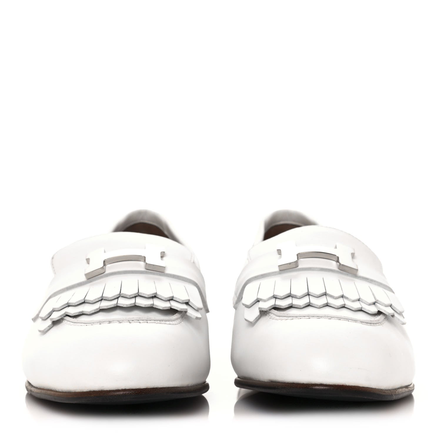 Hermes Calfskin Womens Royal Loafers 40 White 2 of 14