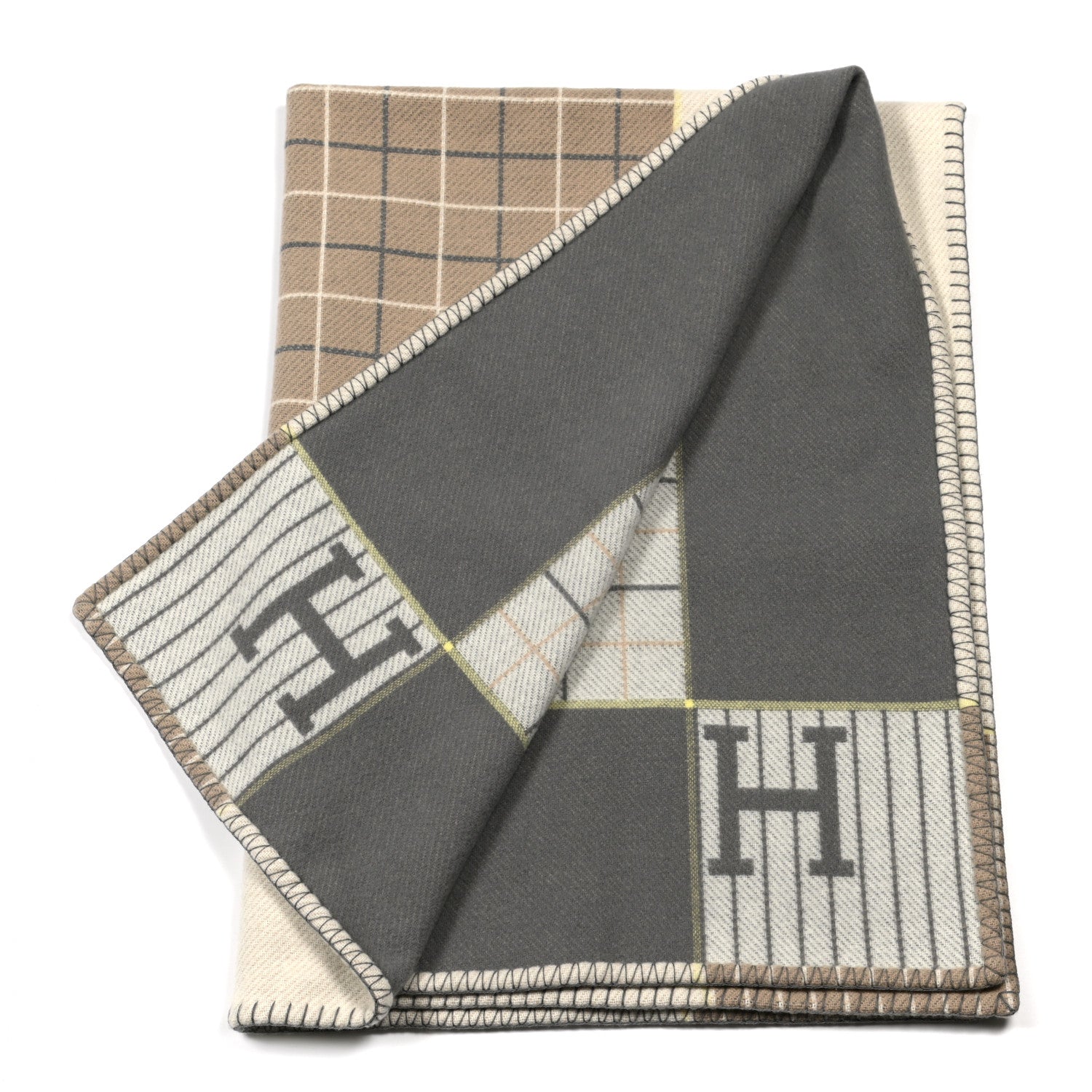 Hermes Wool Cashmere Avalon Passe-Passe Blanket Naturel 2 of 3