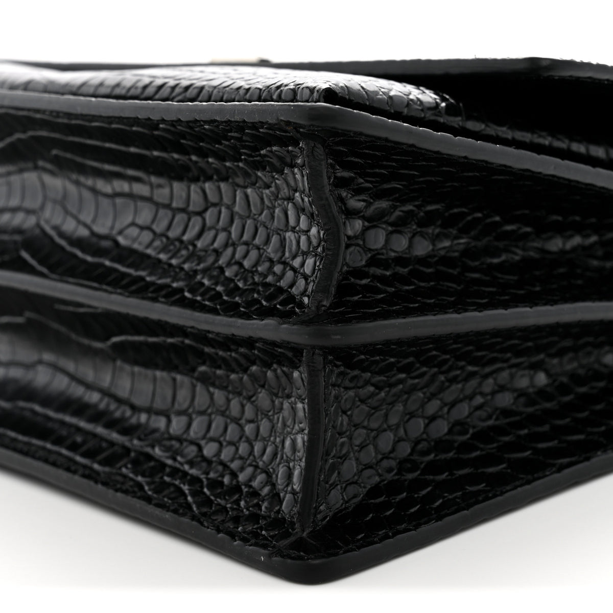 Calfskin Crocodile Embossed Large Monogram Sunset Black