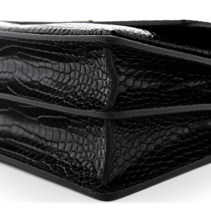 Saint Laurent Calfskin Crocodile Embossed Large Monogram Sunset Black 9 of 9