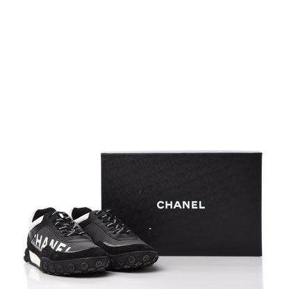 Chanel Nylon Calfskin Womens CC Sneakers 41 Black White 10 of 10