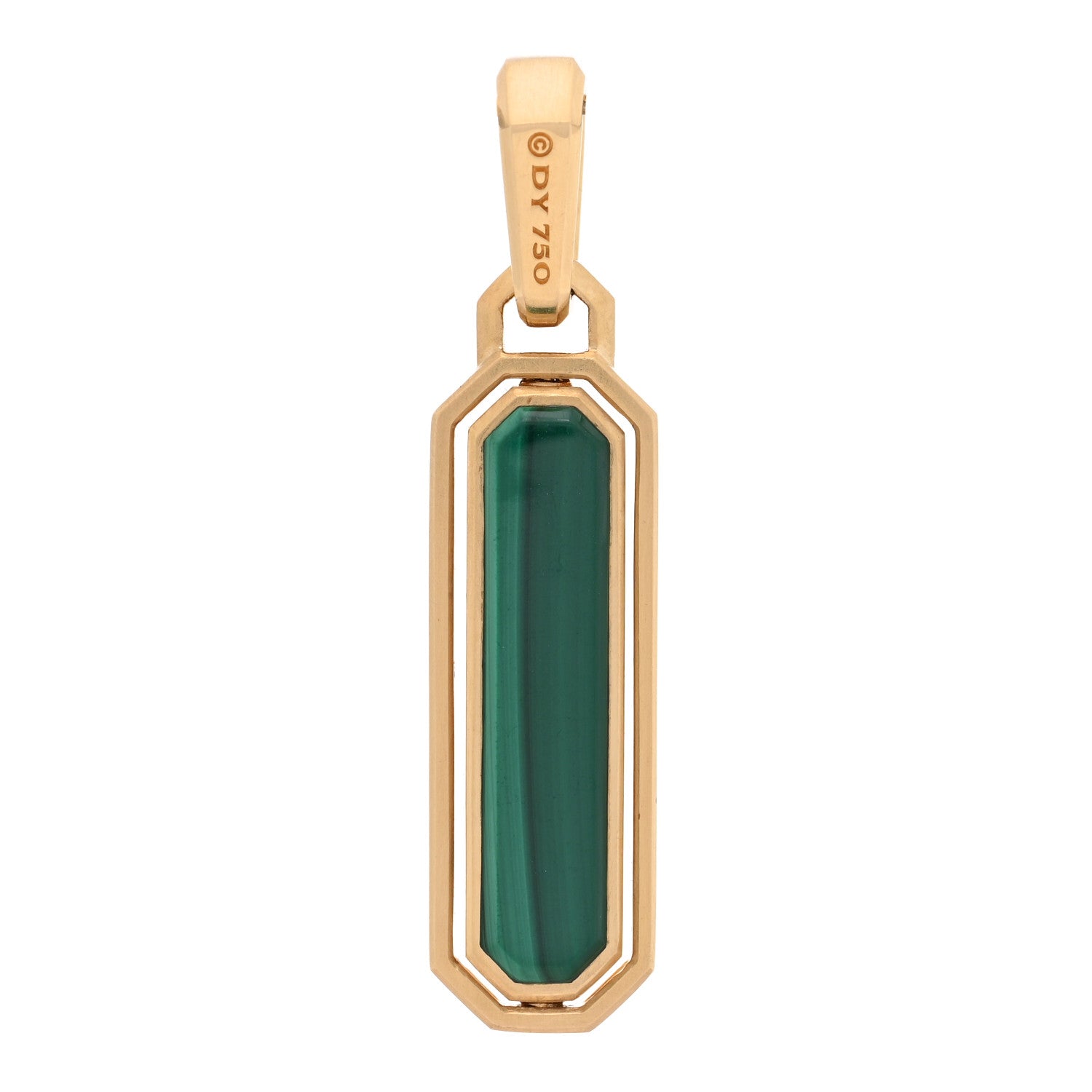 David Yurman 18K Yellow Gold Emerald Malachite Streamline Amulet Pendant 3 of 4
