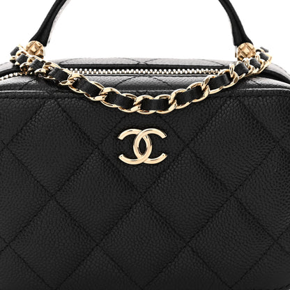 Chanel Caviar Quilted Small Top Handle Vanity Case With Chain Black 9 of 12