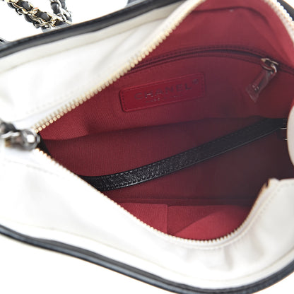 Chanel Aged Calfskin Quilted Small Gabrielle Hobo Black White 5 of 12