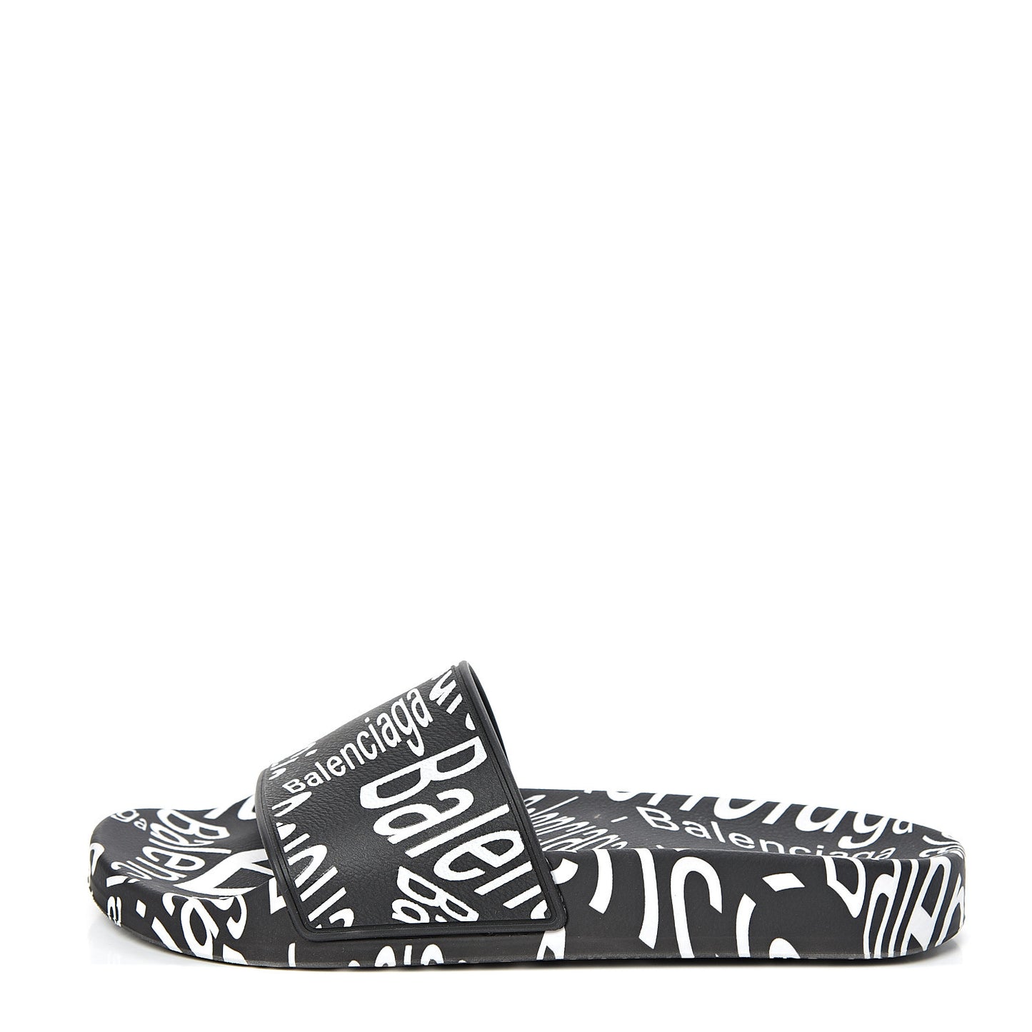 Rubber Wave Printed Womens Logo Pool Slide Sandals 36 Black
