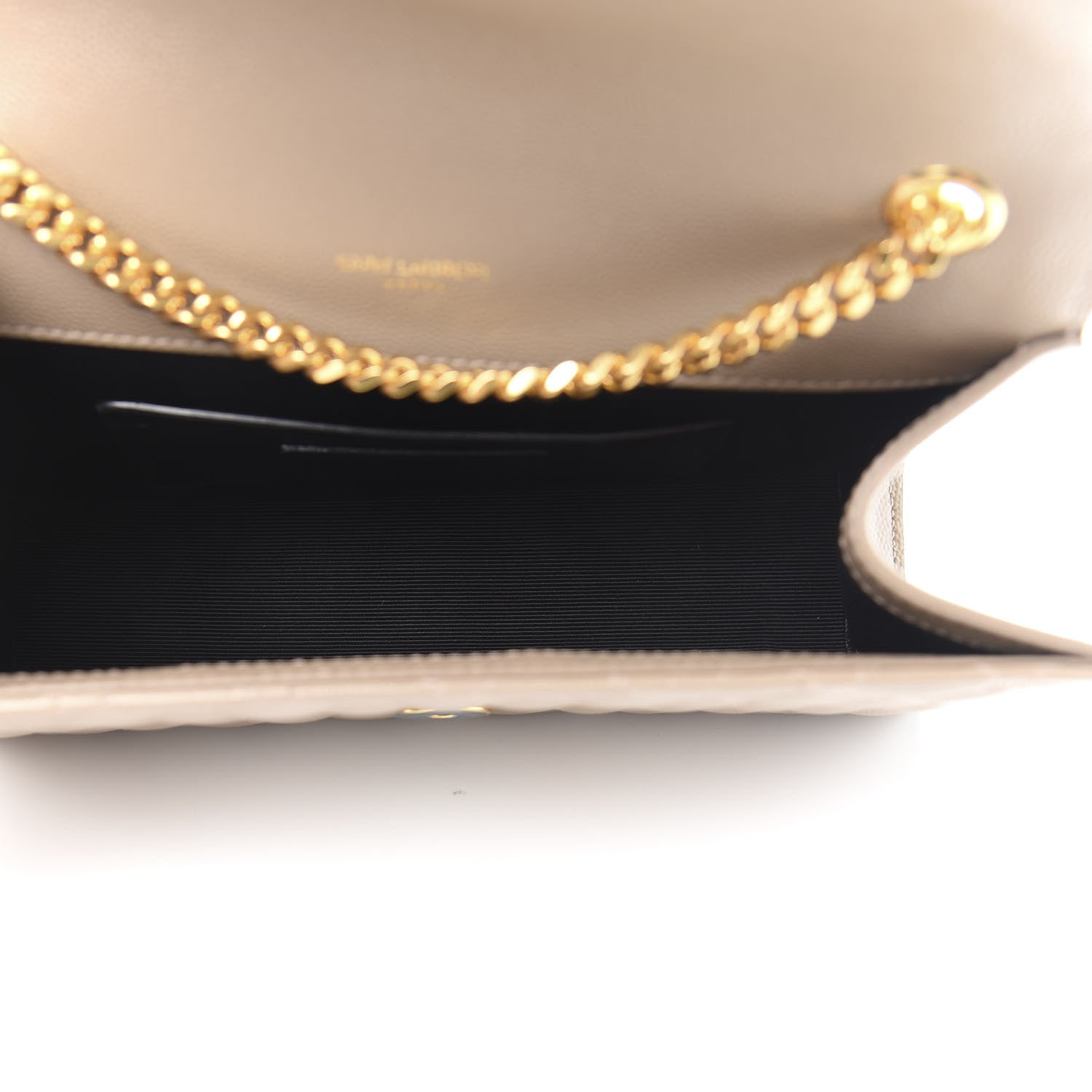 Saint Laurent Grain De Poudre Textured Mixed Matelasse Triquilt Small Monogram Satchel Dark Beige 5 of 10
