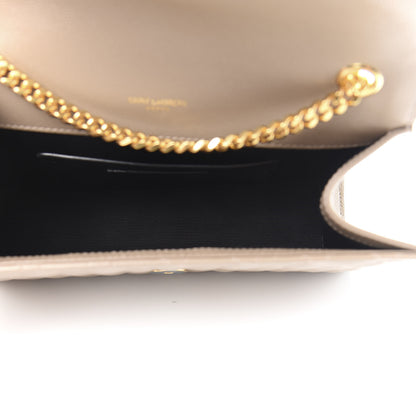 Saint Laurent Grain De Poudre Textured Mixed Matelasse Triquilt Small Monogram Satchel Dark Beige 5 of 10