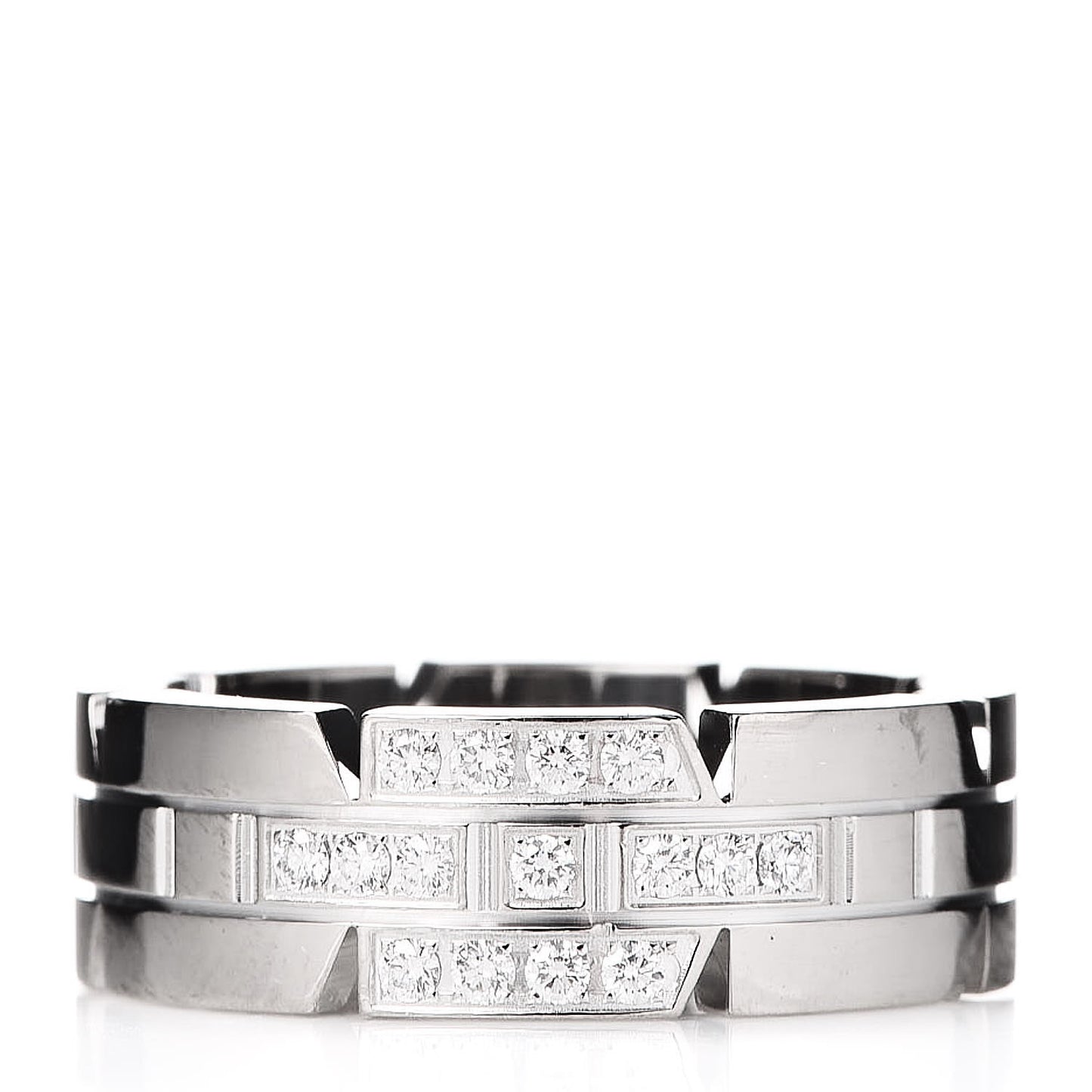 18K White Gold Diamond Tank Francaise Band Ring 49 5