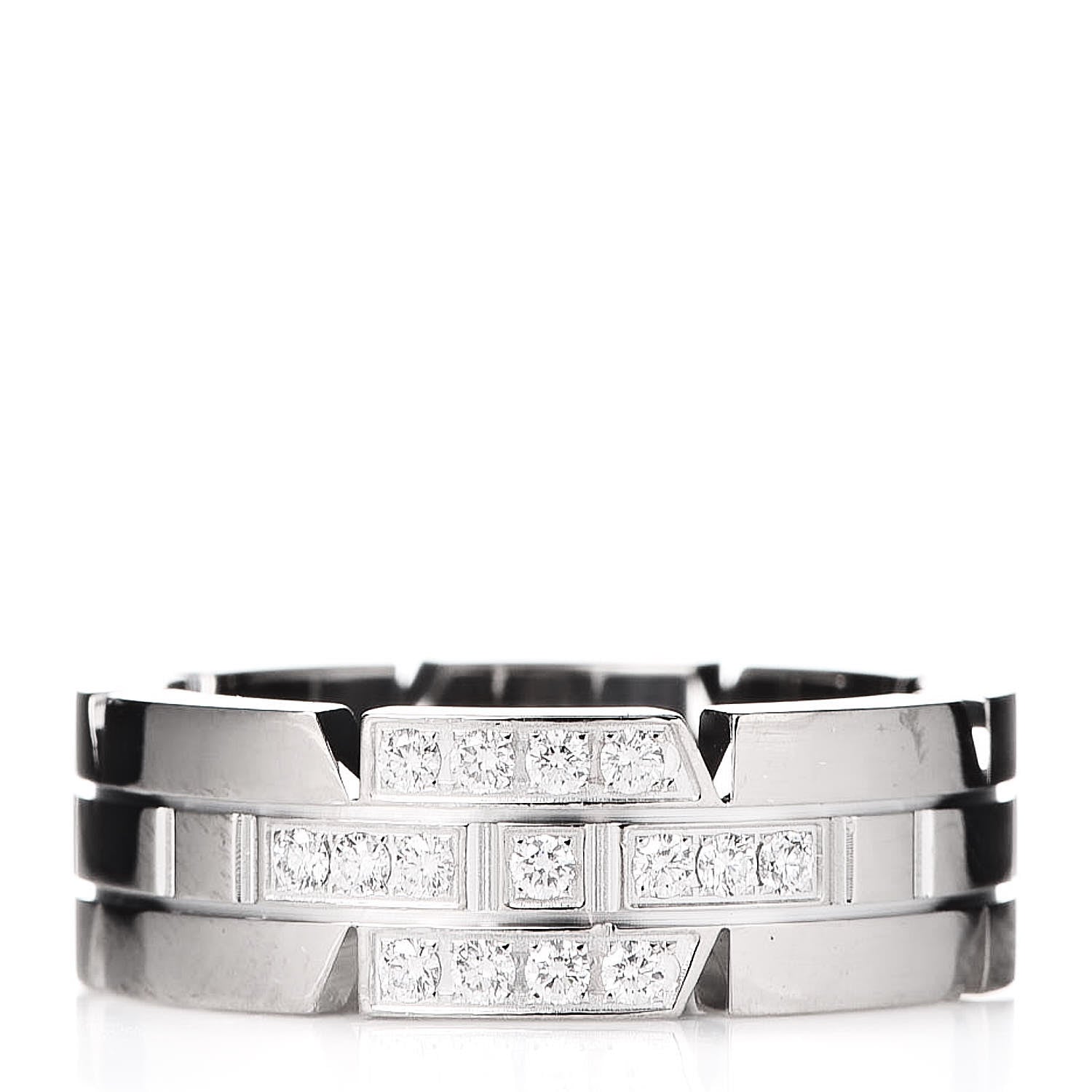 Cartier 18K White Gold Diamond Tank Francaise Band Ring 49 5 1 of 5