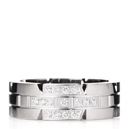 Cartier 18K White Gold Diamond Tank Francaise Band Ring 49 4.75 1 of 5
