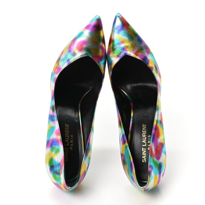 Saint Laurent Metallic Calfskin Pumps 38 Silver Multicolor 2 of 9