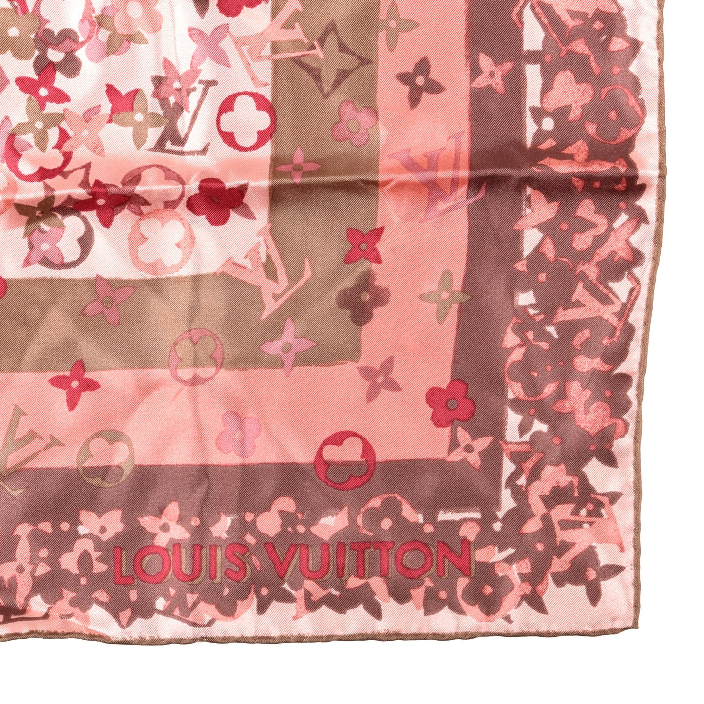 Silk Monogram Arty Square Scarf Pale Pink