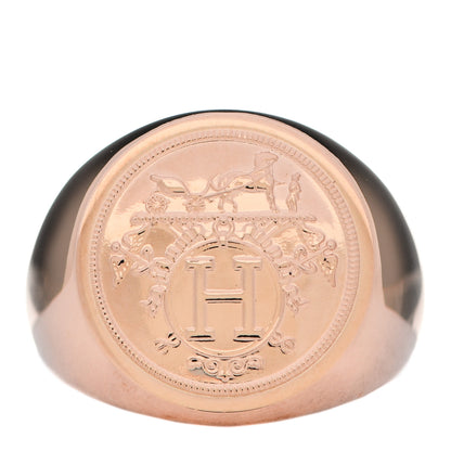 Hermes 18K Rose Gold PM Ex-Libris Signet Ring 51 5.75 1 of 6