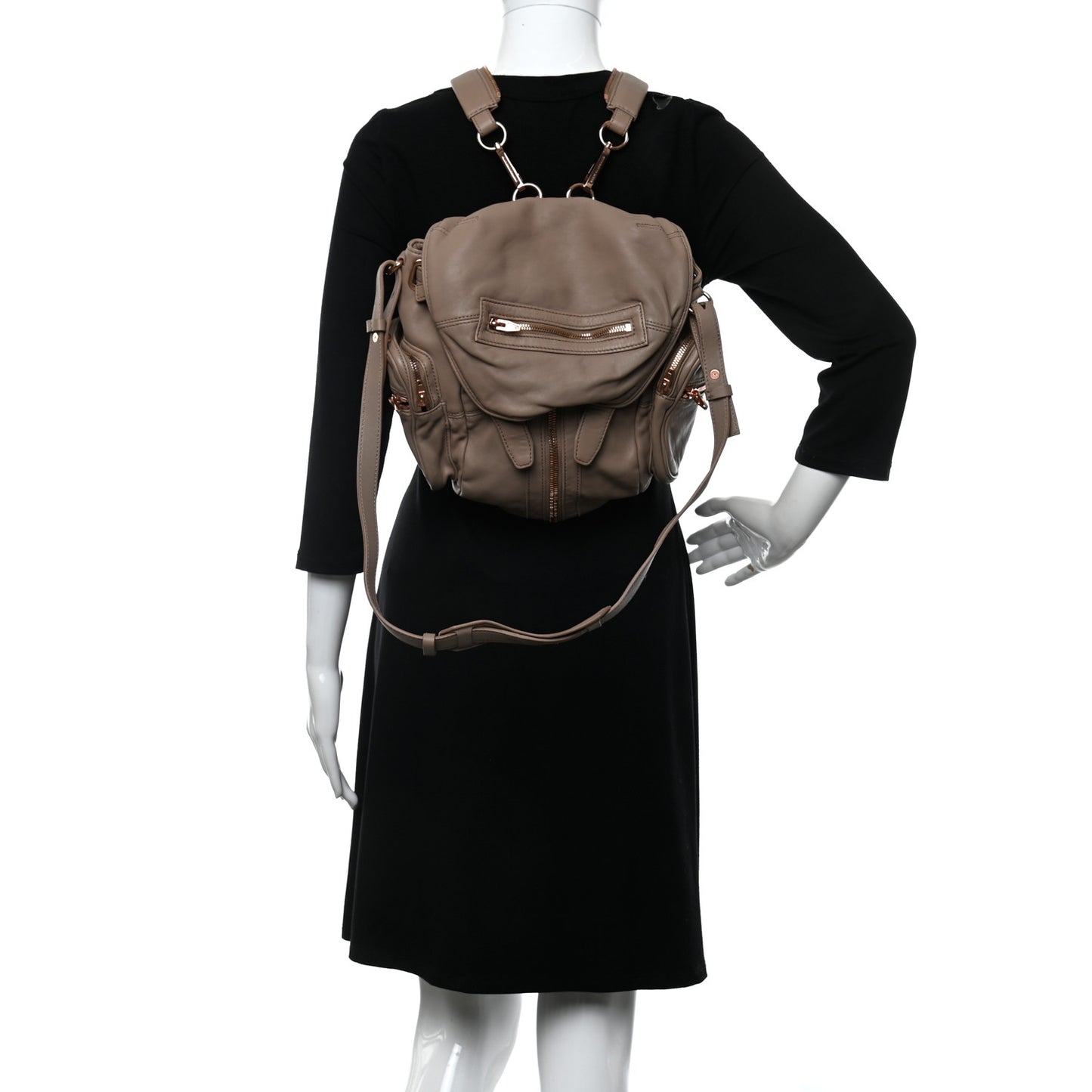 Lambskin Mini Marti Backpack Latte Rose Gold Hardware