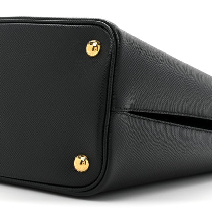 Prada Saffiano Cuir Medium Panier Bucket Bag Black Fuoco 8 of 9